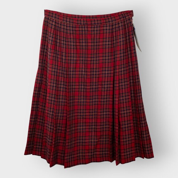 NEW DeadstockVtg Pendleton Knockabouts Skirt12Wool PleatedRed Tartan